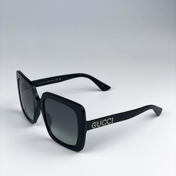 Gucci GG0418S 001 Sunglasses Black Grey Square Women - Picture 9 of 12
